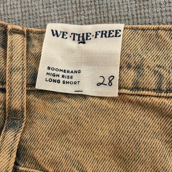 NWT Free People Boomerang hi rise long sandblast worn look denim shorts - Picture 13 of 13